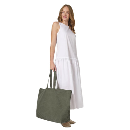 Vintage Moss Green - Side - Westford Mill Garment Dyed Oversized 36L Tote Bag