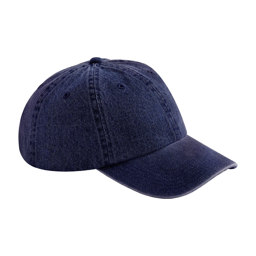 Indigo - Front - Beechfield Plain Denim Baseball Cap
