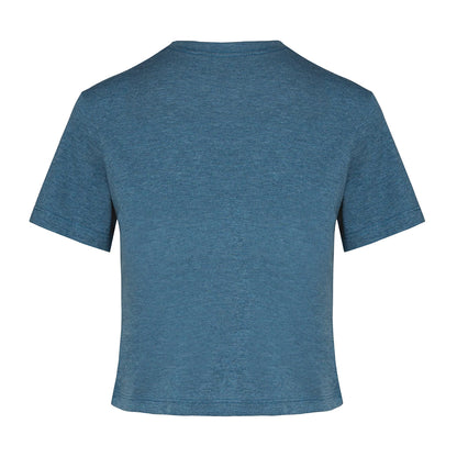Duck Blue Heather - Back - Proact Womens-Ladies Triblend Crop Top