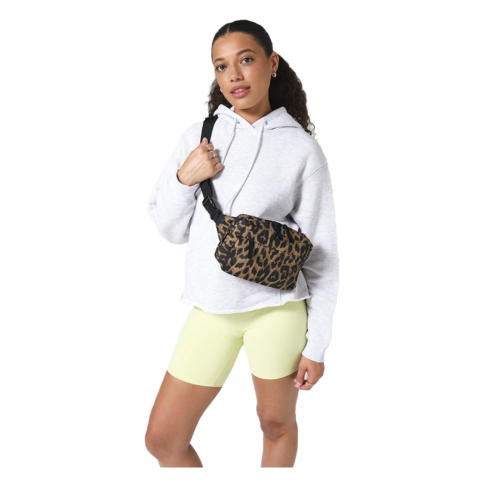Black-Brown - Side - Bagbase Leopard Print Crossbody Bag