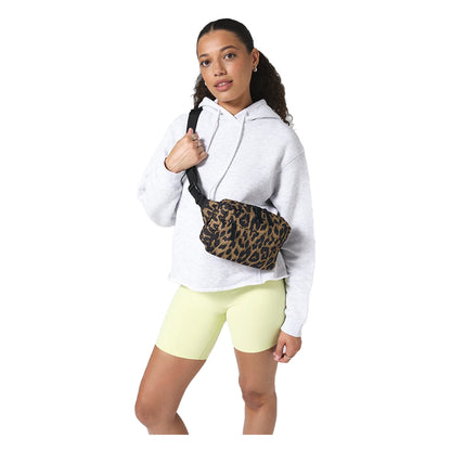 Black-Brown - Side - Bagbase Leopard Print Crossbody Bag
