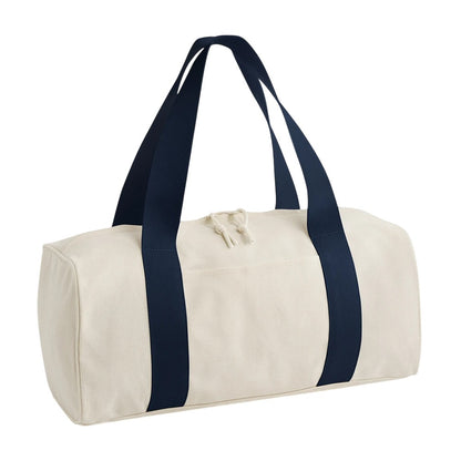 Natural-Navy - Front - Bagbase Edit Canvas Duffle Bag