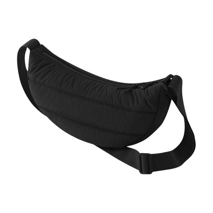 Black - Back - Bagbase Plain Quilted Crossbody Bag