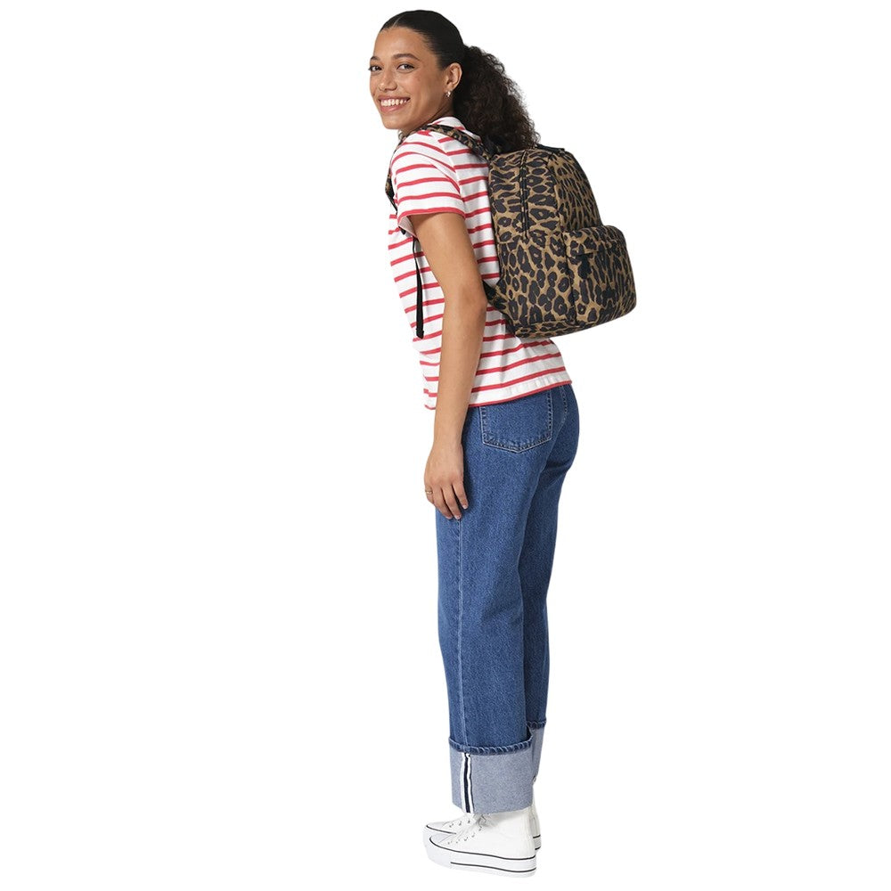 Black-Brown - Back - Bagbase Leopard Print Mini Backpack