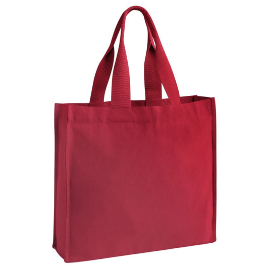 Scarlet Red - Front - Westford Mill Chevron Grab Handle 21L Tote Bag