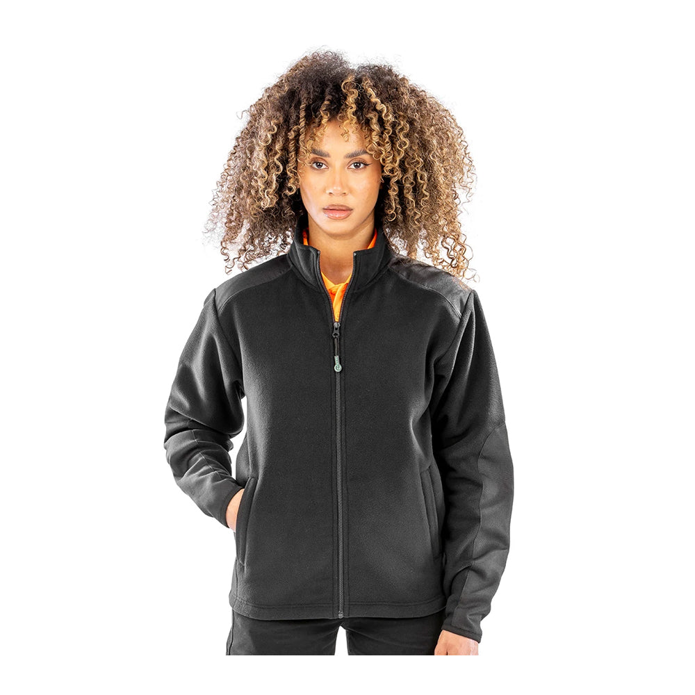 Black - Side - Result Recycled Unisex Adult Microfleece Heavy Duty Jacket