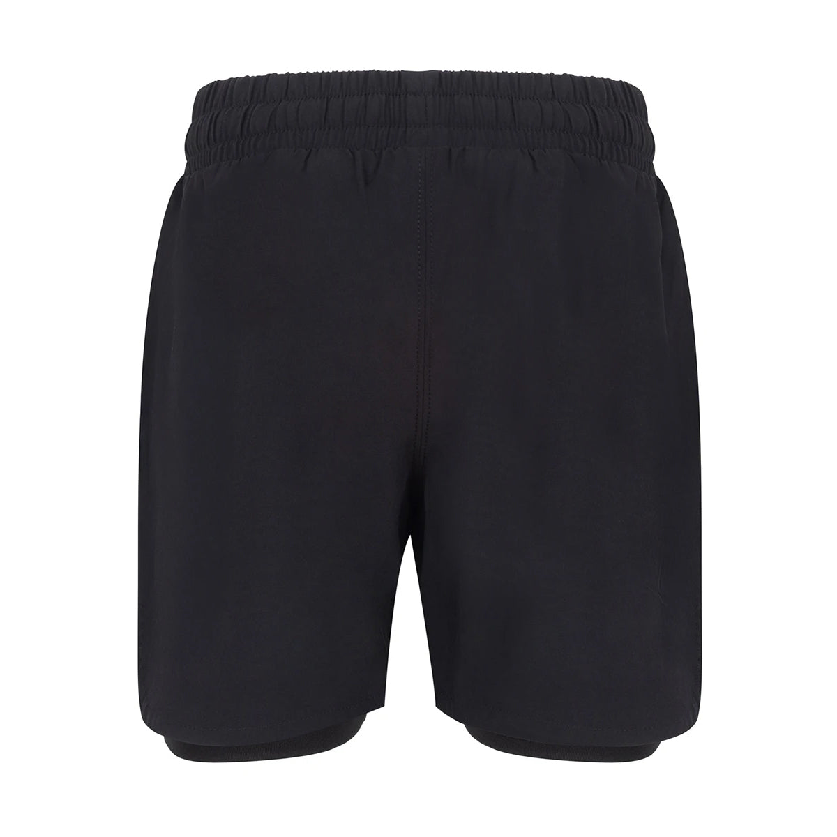 Black - Back - Tombo Childrens-Kids Double Layer Sports Shorts