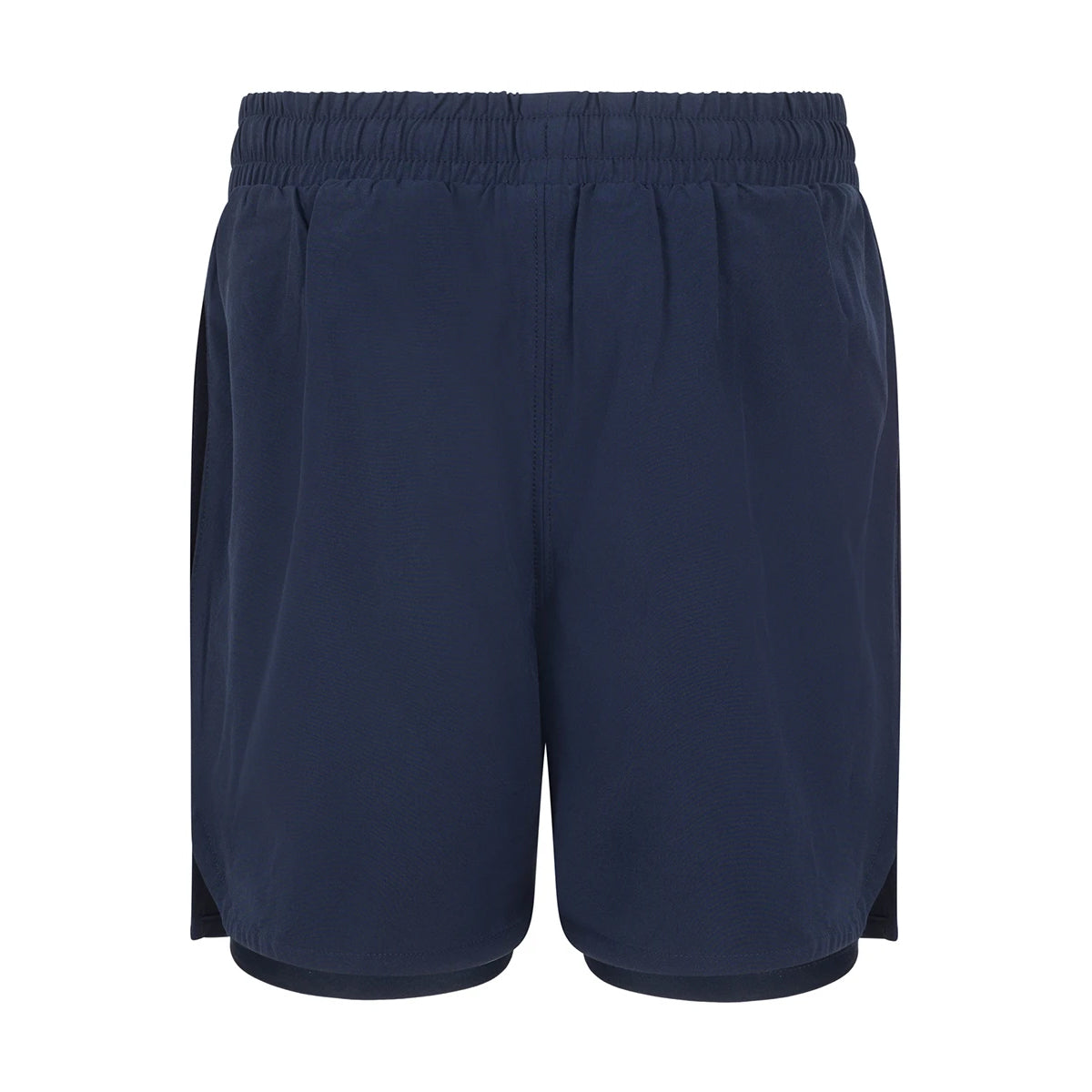 Navy - Back - Tombo Childrens-Kids Double Layer Sports Shorts