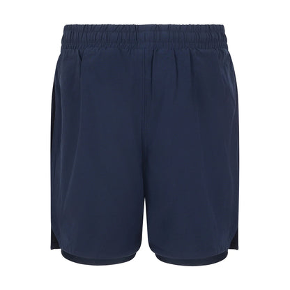 Navy - Back - Tombo Childrens-Kids Double Layer Sports Shorts