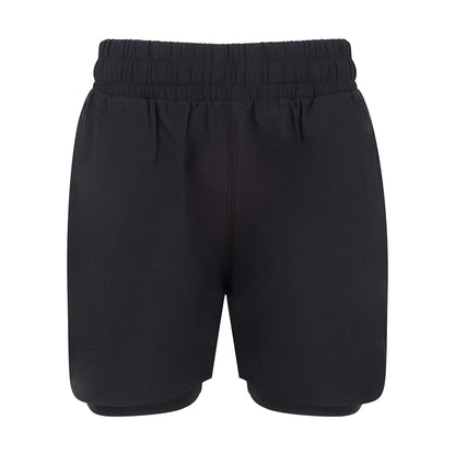 Black - Front - Tombo Childrens-Kids Double Layer Sports Shorts