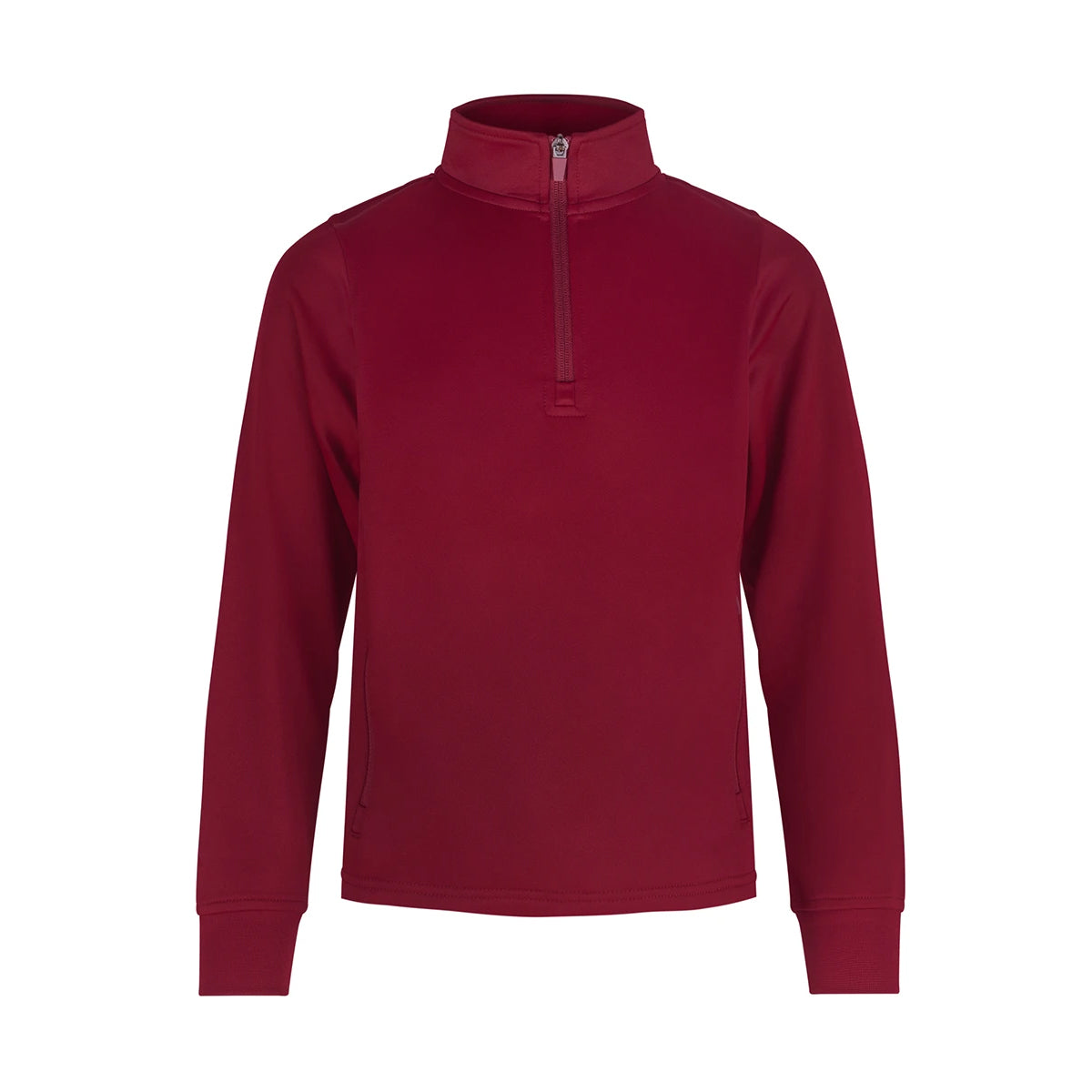 Burgundy - Front - Finden & Hales Childrens-Kids Quarter Zip Tracksuit Top