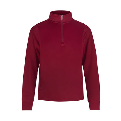 Burgundy - Front - Finden & Hales Childrens-Kids Quarter Zip Tracksuit Top
