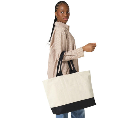 Natural-Black - Back - Quadra Puerto Weekender Tote Bag