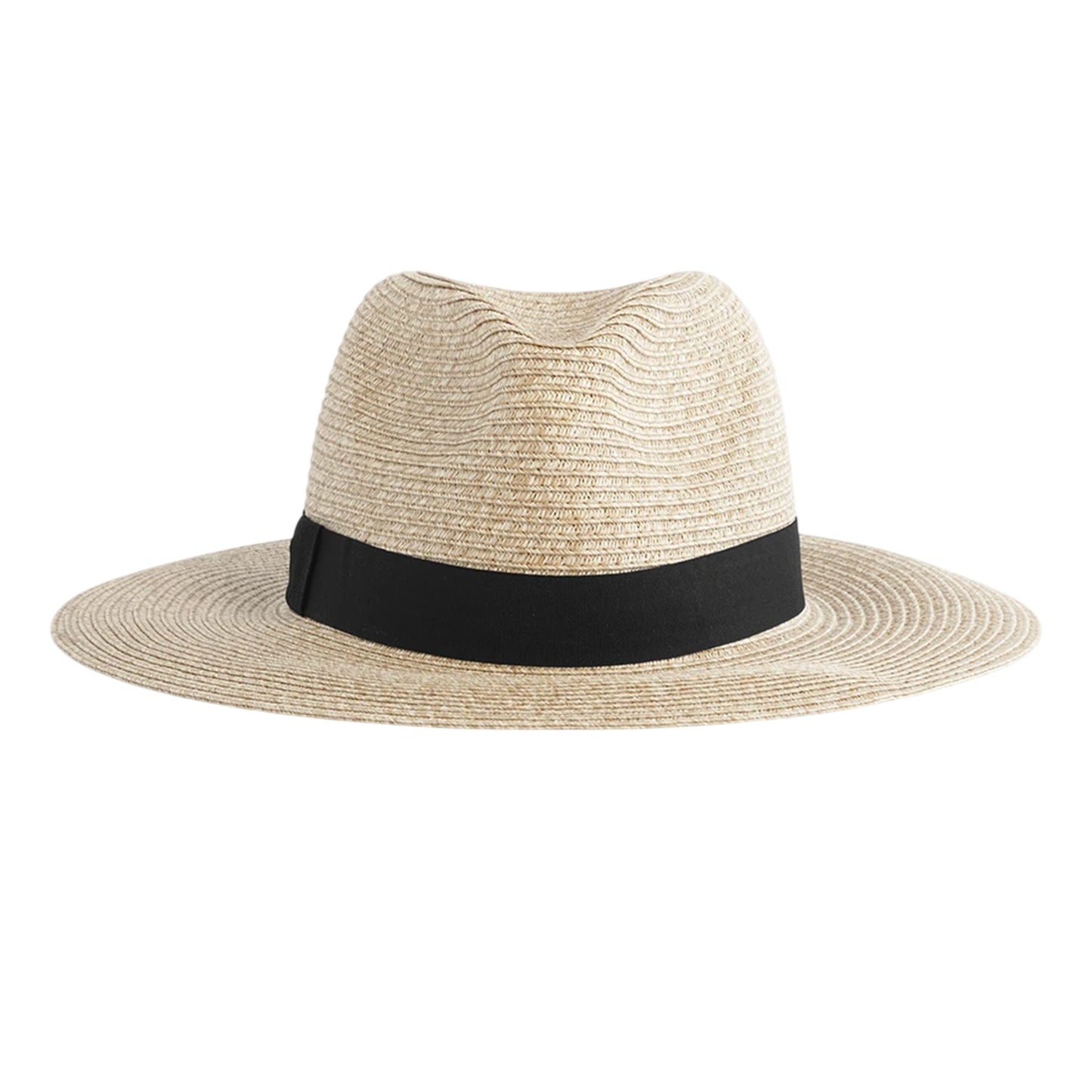Natural-Black - Front - Beechfield Contrast Straw Fedora