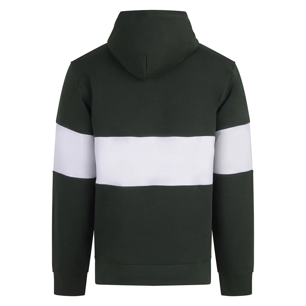Bottle Green-White - Back - Front Row Unisex Adult Panelled Heavyweight Hoodie