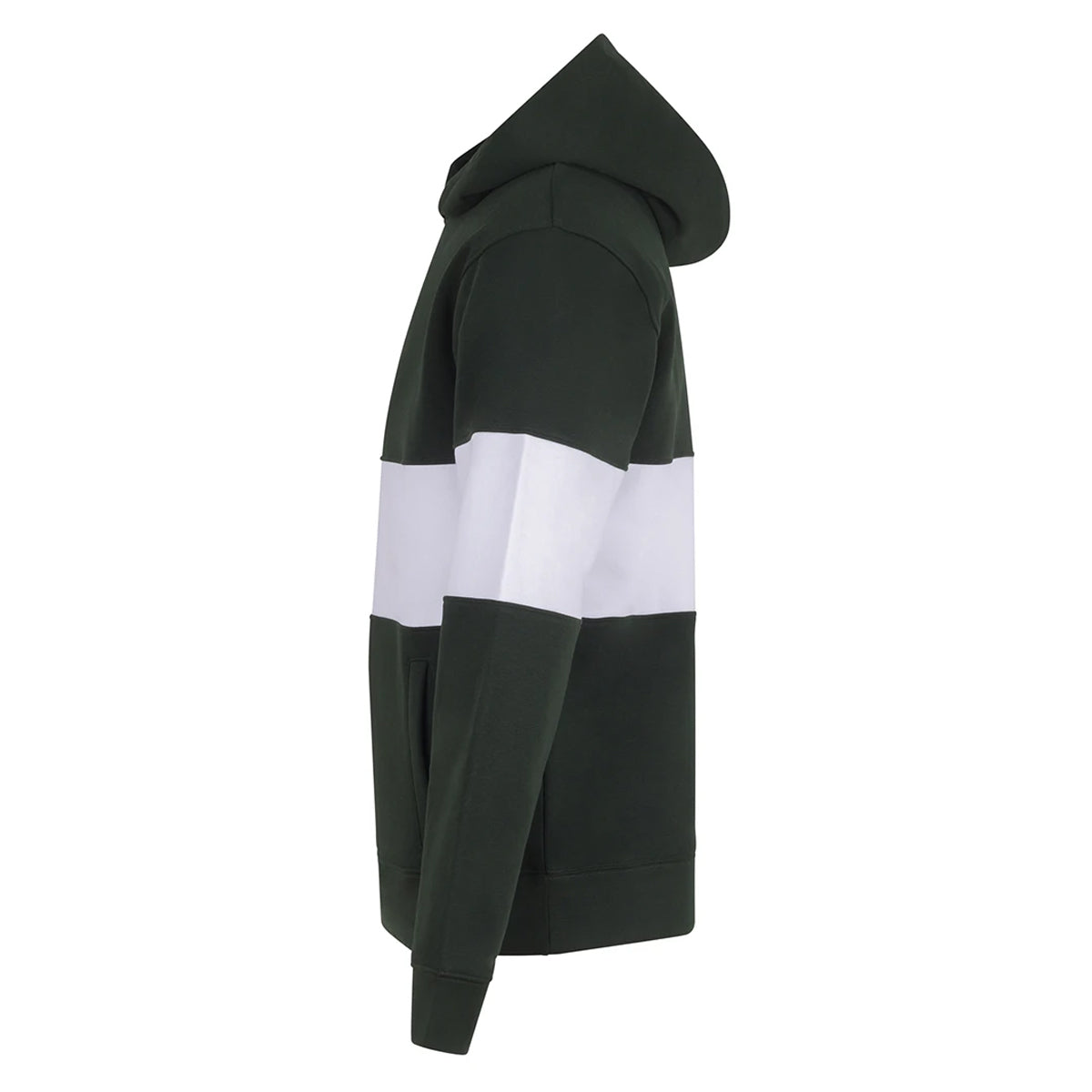 Bottle Green-White - Side - Front Row Unisex Adult Panelled Heavyweight Hoodie