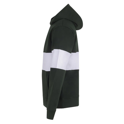 Bottle Green-White - Side - Front Row Unisex Adult Panelled Heavyweight Hoodie