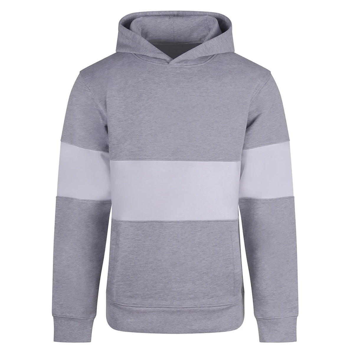 Heather Grey-White - Front - Front Row Unisex Adult Panelled Heavyweight Hoodie