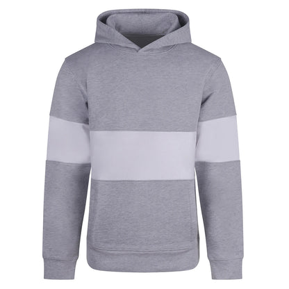 Heather Grey-White - Front - Front Row Unisex Adult Panelled Heavyweight Hoodie
