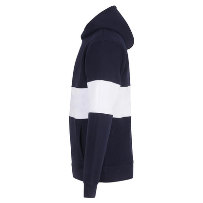 Navy-White - Side - Front Row Unisex Adult Panelled Heavyweight Hoodie