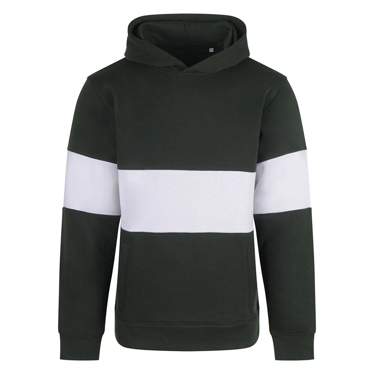 Bottle Green-White - Front - Front Row Unisex Adult Panelled Heavyweight Hoodie
