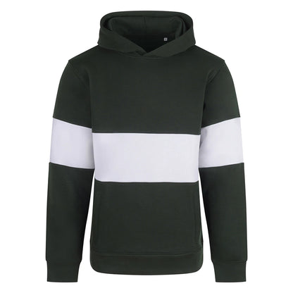 Bottle Green-White - Front - Front Row Unisex Adult Panelled Heavyweight Hoodie