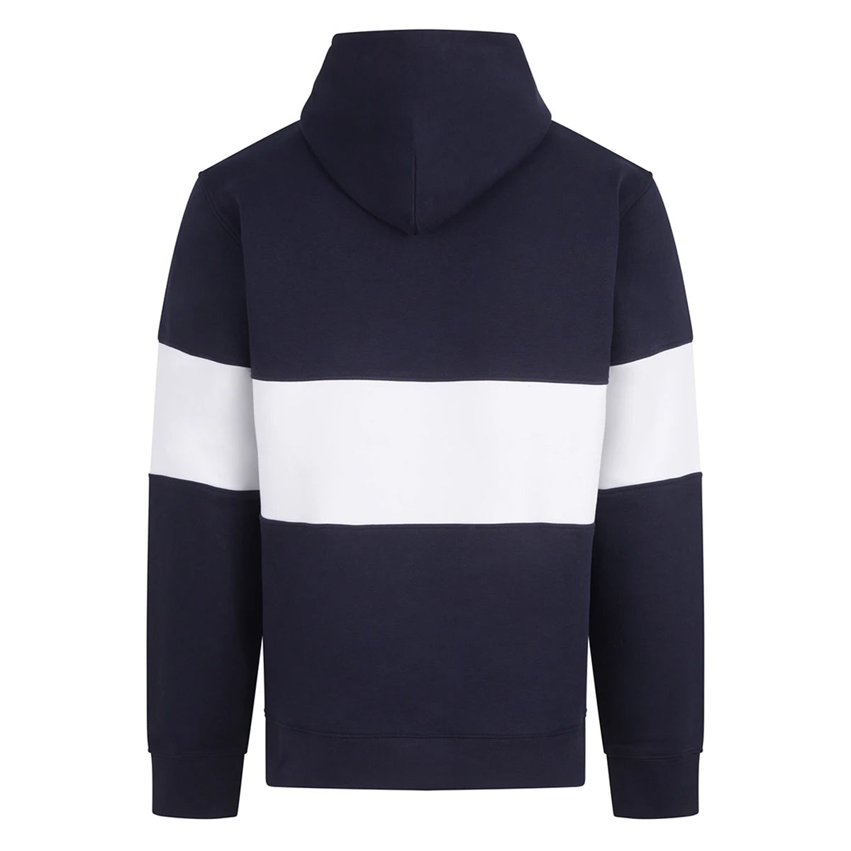 Navy-White - Back - Front Row Unisex Adult Panelled Heavyweight Hoodie