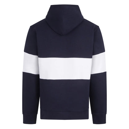Navy-White - Back - Front Row Unisex Adult Panelled Heavyweight Hoodie