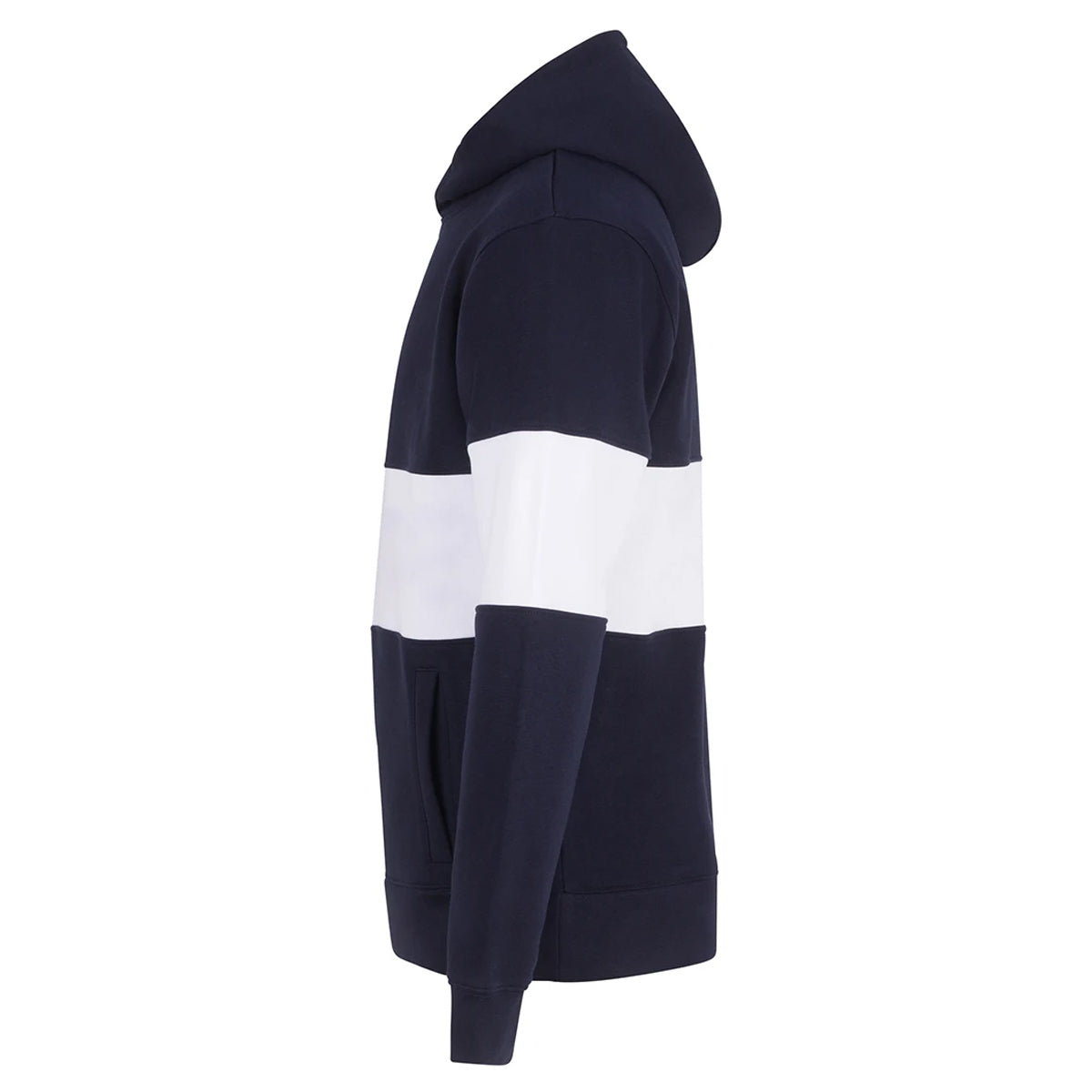 Navy-White - Side - Front Row Unisex Adult Panelled Heavyweight Hoodie