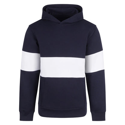 Navy-White - Front - Front Row Unisex Adult Panelled Heavyweight Hoodie