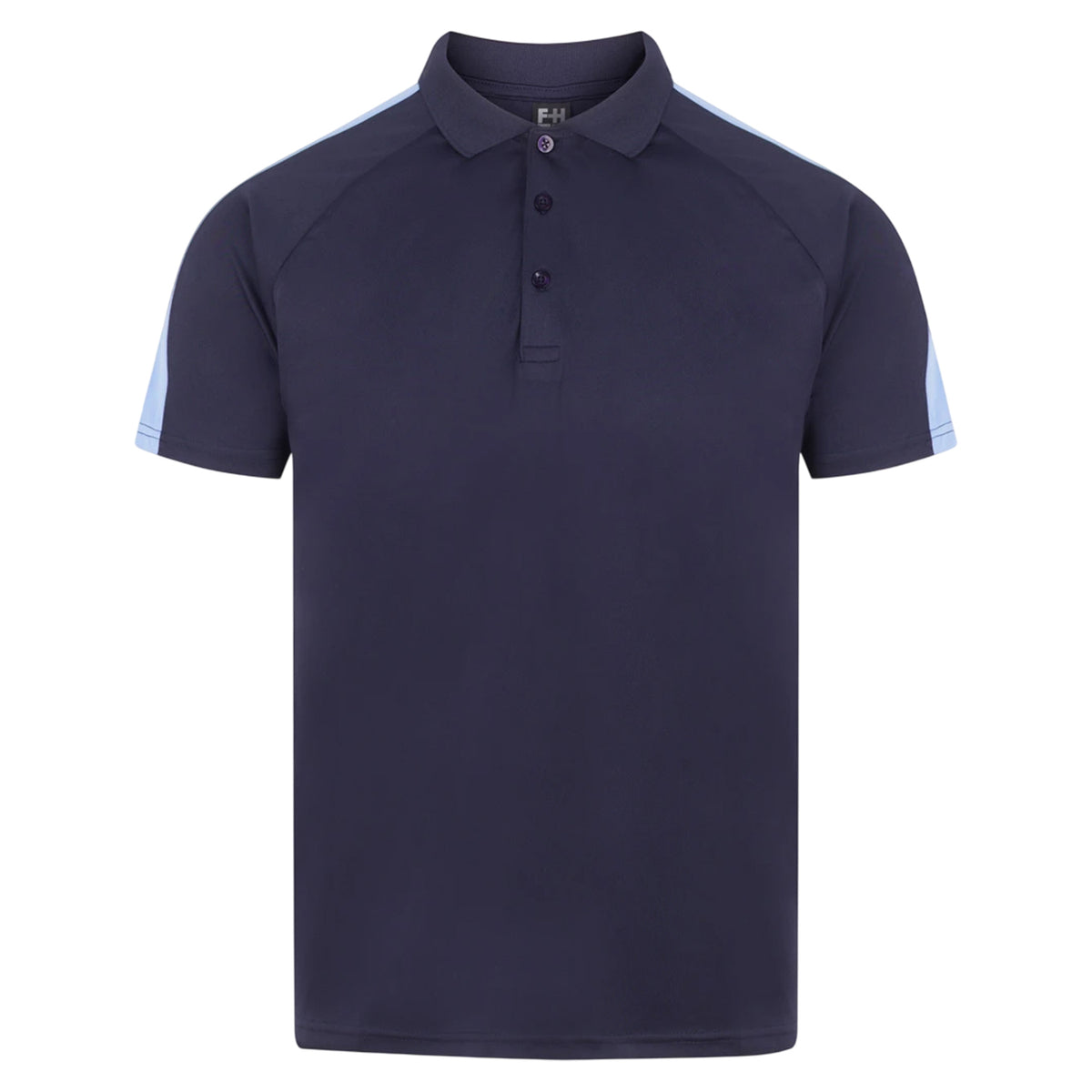Navy-Sky Blue - Front - Finden & Hales Unisex Adult Team Polo Shirt