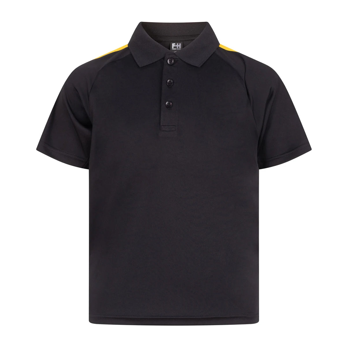 Black-Gold - Front - Finden & Hales Childrens-Kids Team Polo Shirt