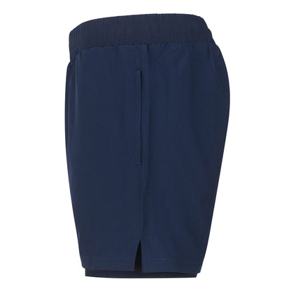 Navy - Side - Tombo Unisex Adult Double Layer Sports Shorts