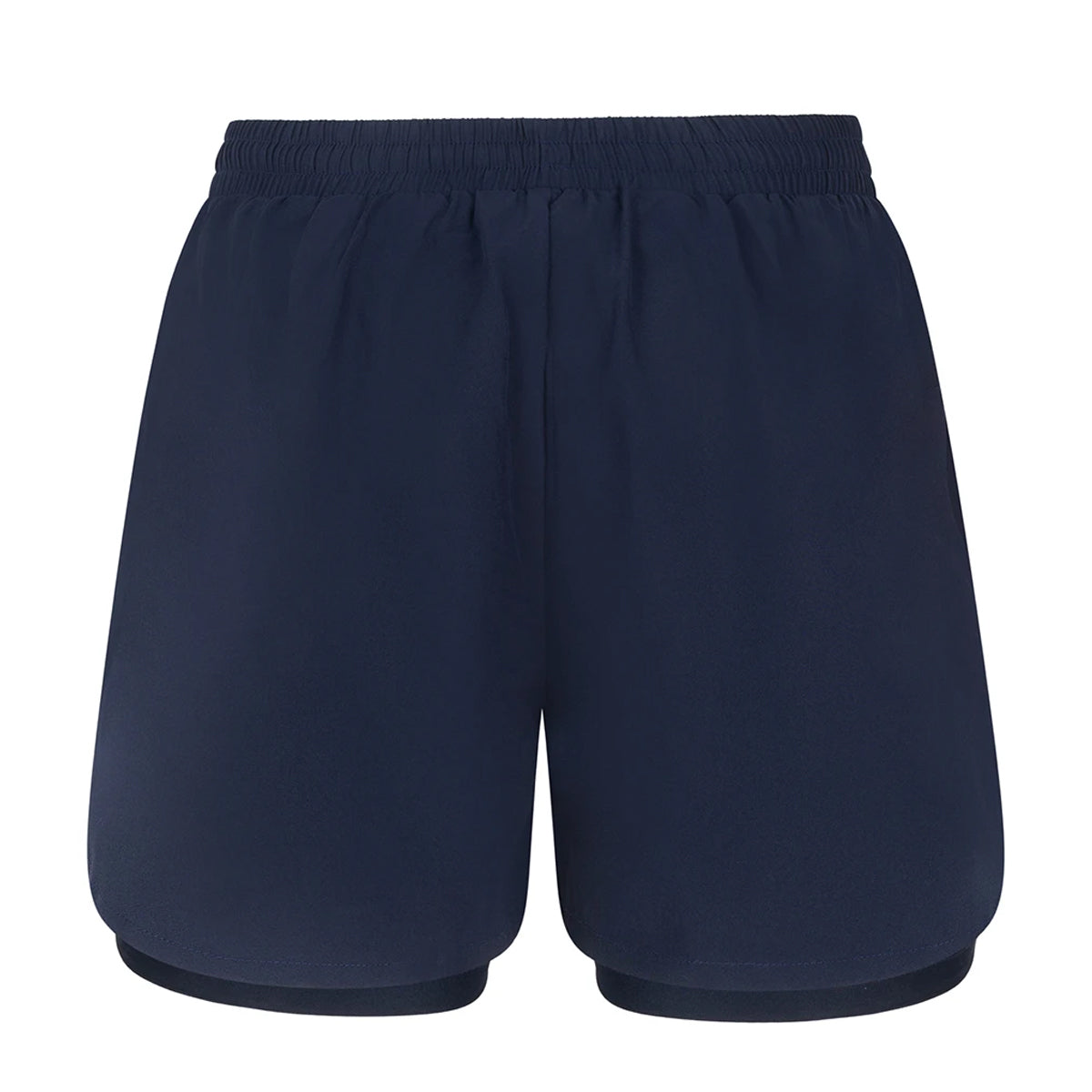 Navy - Back - Tombo Womens-Ladies Double Layer Sports Shorts
