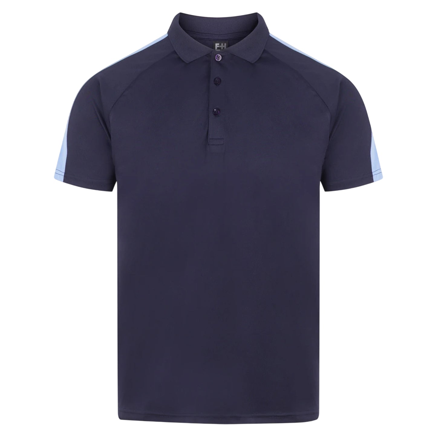 Navy-Sky Blue - Front - Finden & Hales Unisex Adult Team Polo Shirt