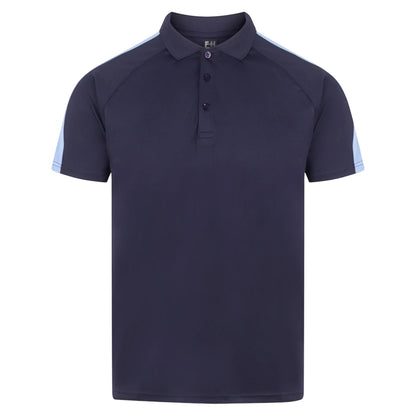 Navy-Sky Blue - Front - Finden & Hales Unisex Adult Team Polo Shirt