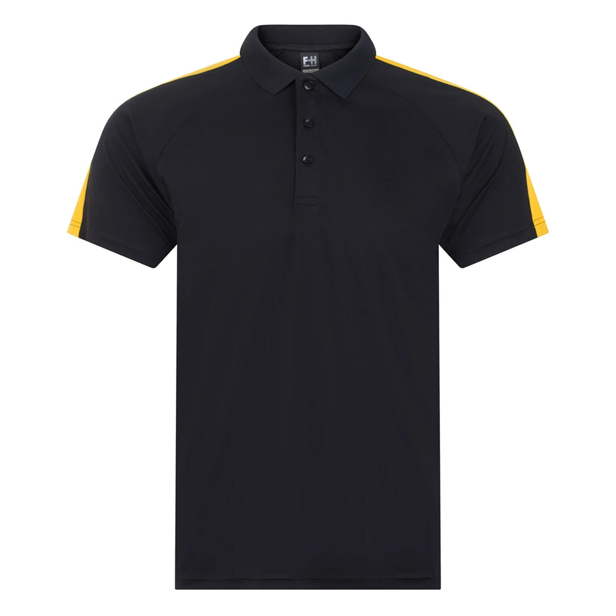 Black-Gold - Front - Finden & Hales Unisex Adult Team Polo Shirt