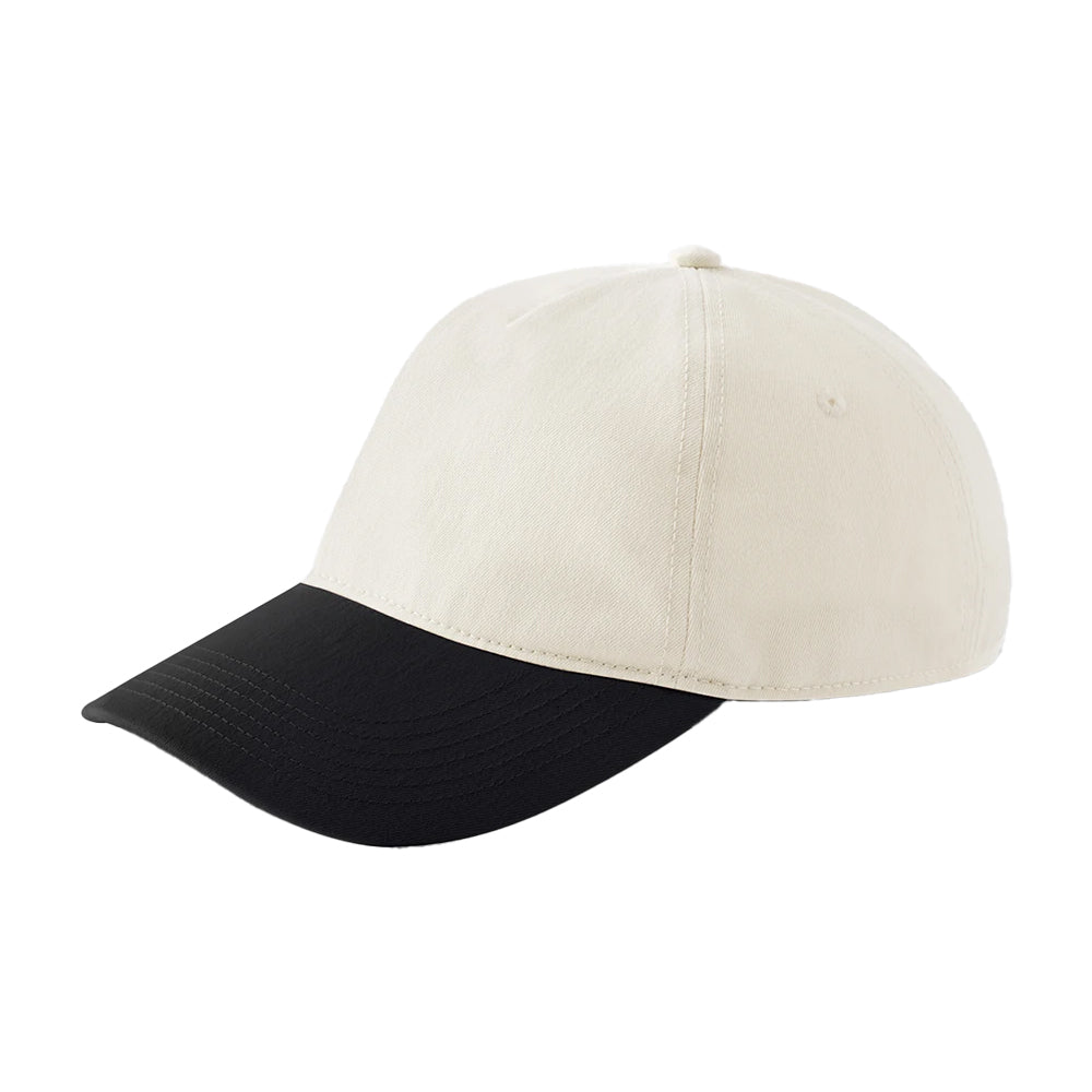 Natural-Black - Back - Beechfield Leisure Contrast Peak Baseball Cap