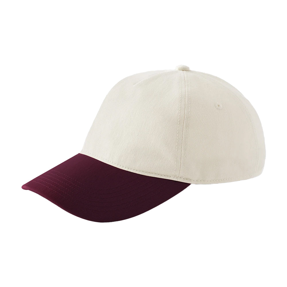 Natural-Burgundy - Back - Beechfield Leisure Contrast Peak Baseball Cap