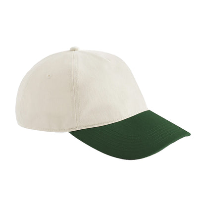 Natural-Forest Green - Front - Beechfield Leisure Contrast Peak Baseball Cap
