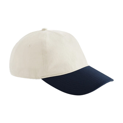Natural-French Navy - Front - Beechfield Leisure Contrast Peak Baseball Cap