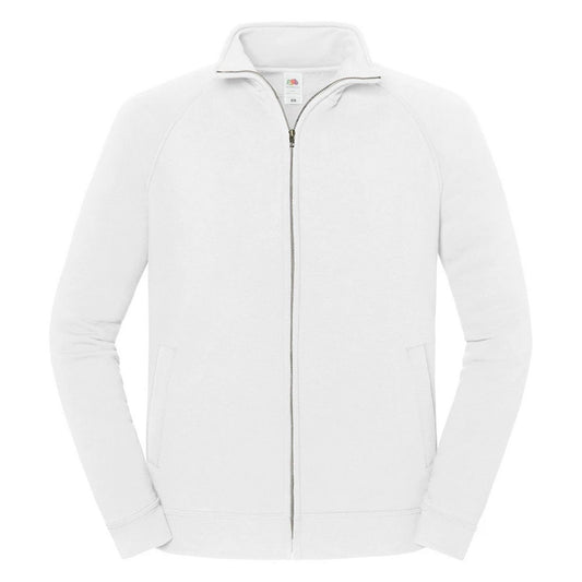 White - Front - Fruit of the Loom Mens Iconic Premium Plain Sweat Jacket