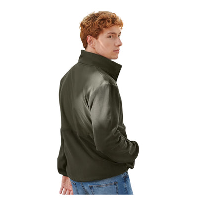 Dark Olive - Back - Front Row Mens Microfleece Half Zip Jumper