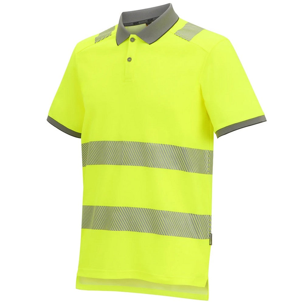Black-Yellow - Side - Regatta Professional Mens Pro Comfort Hi-Vis Polo Shirt