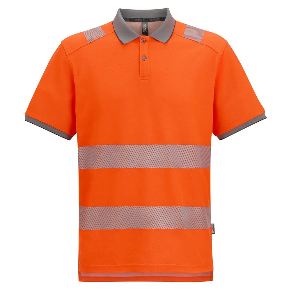 Black-Orange - Front - Regatta Professional Mens Pro Comfort Hi-Vis Polo Shirt