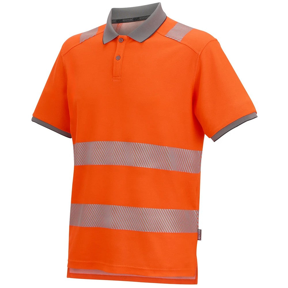 Black-Orange - Side - Regatta Professional Mens Pro Comfort Hi-Vis Polo Shirt