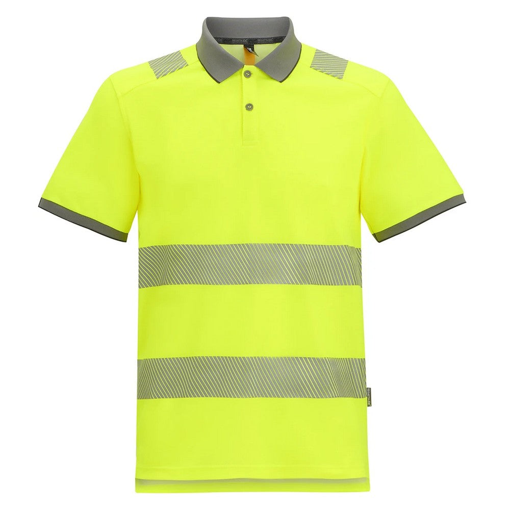 Black-Yellow - Front - Regatta Professional Mens Pro Comfort Hi-Vis Polo Shirt