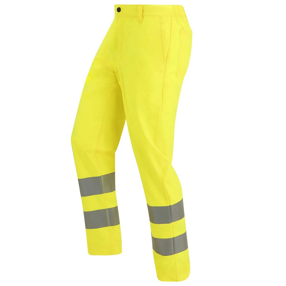 Yellow - Side - Regatta Professional Mens Pro Contract Stretch Hi-Vis Work Trousers