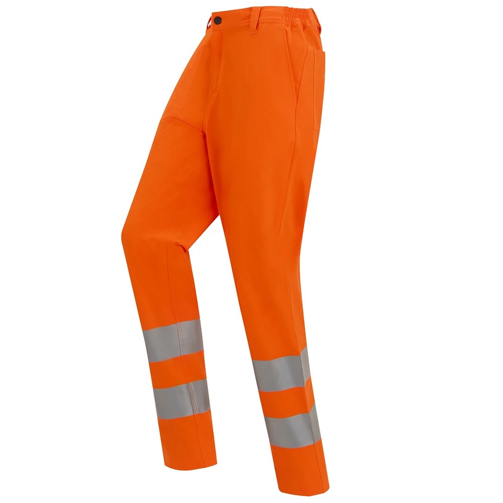 Orange - Side - Regatta Professional Mens Pro Contract Stretch Hi-Vis Work Trousers