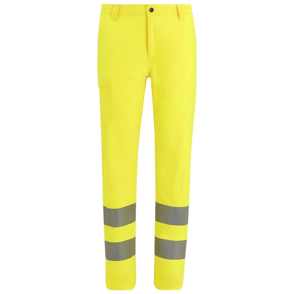 Yellow - Front - Regatta Professional Mens Pro Contract Stretch Hi-Vis Work Trousers